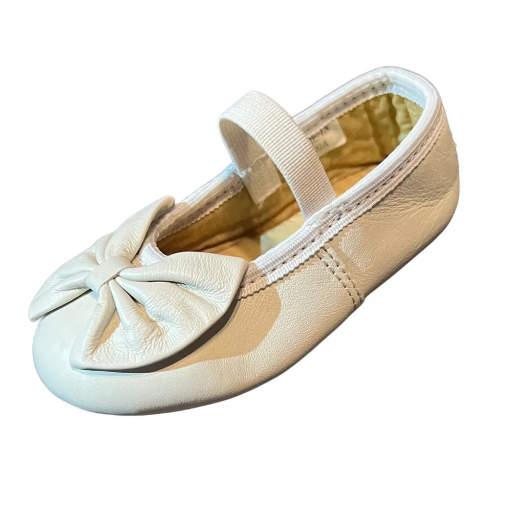 Biobottoms Infant Cream Leather Mary Jane Ballet Flat Sz 5
